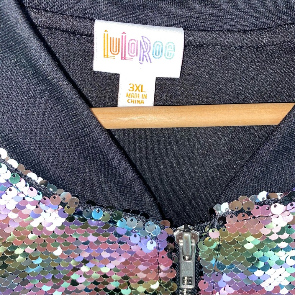 Pastel Rainbow Flip Sequin Bomber Jacket Coat - Picture 4 of 12